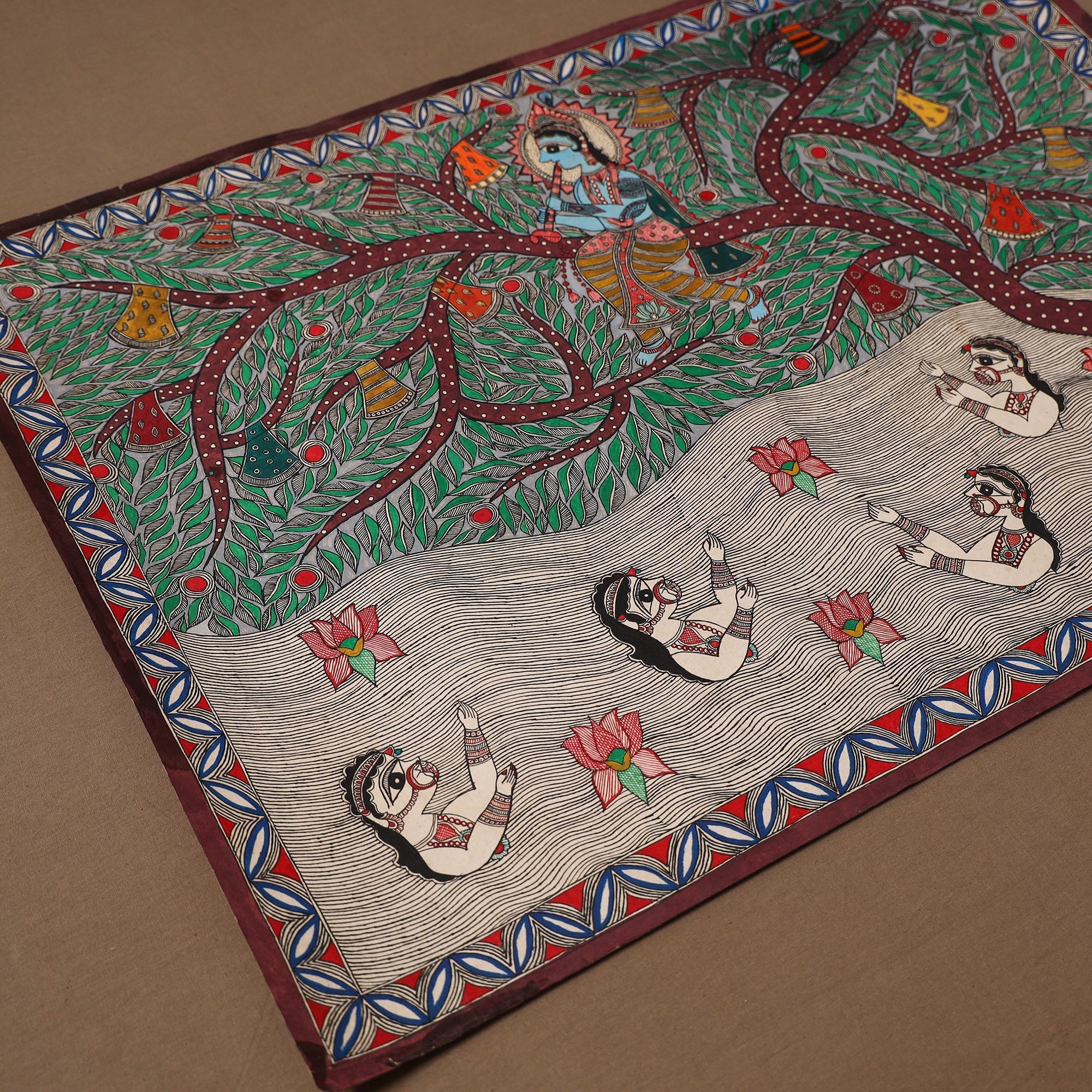 Handpainted madhubani painting by hira devi (22 x 30 in) 06