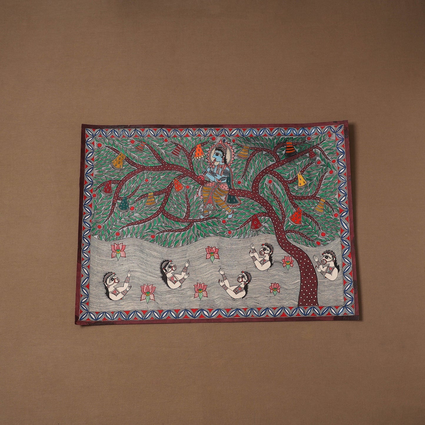 Handpainted madhubani painting by hira devi (22 x 30 in) 06