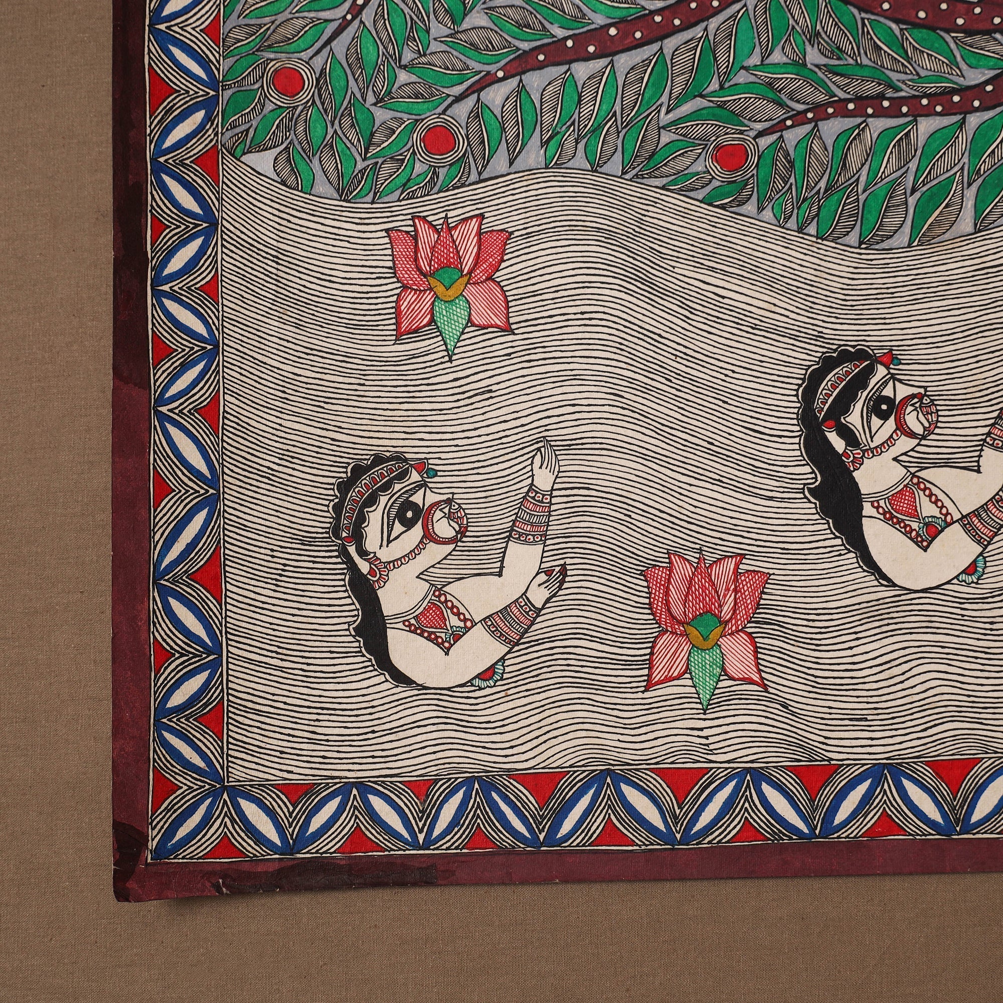 Handpainted madhubani painting by hira devi (22 x 30 in) 06