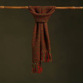 Red - kumaun hand knitted woollen muffler 20 - handcrafted