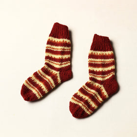  Red Kumaun Hand Knitted Woolen Socks - Kids