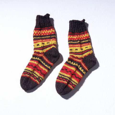  Multicolor Kumaun Hand Knitted Woolen Socks - Kids
