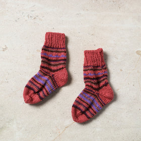 Multicolor Kumaun Hand Knitted Woolen Socks - Kids