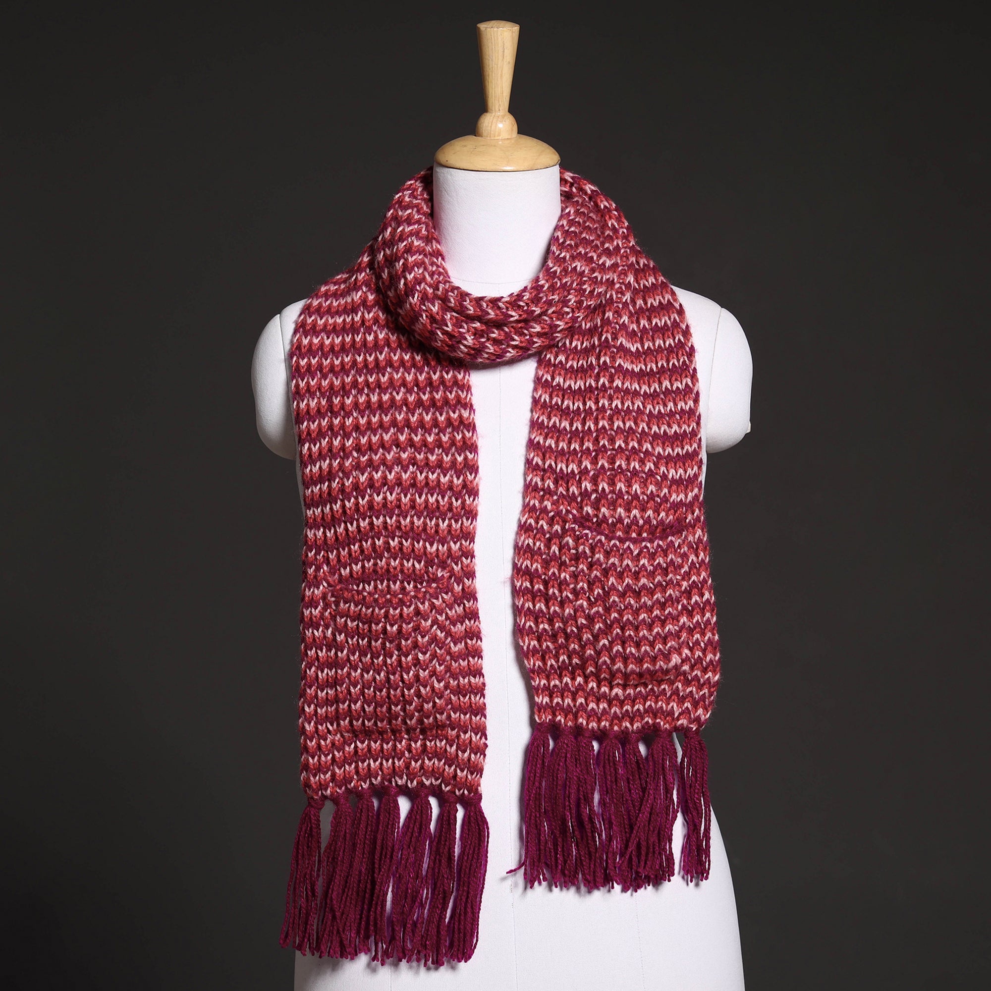  Kumaun Hand Knitted Woolen Muffler with Pockets 