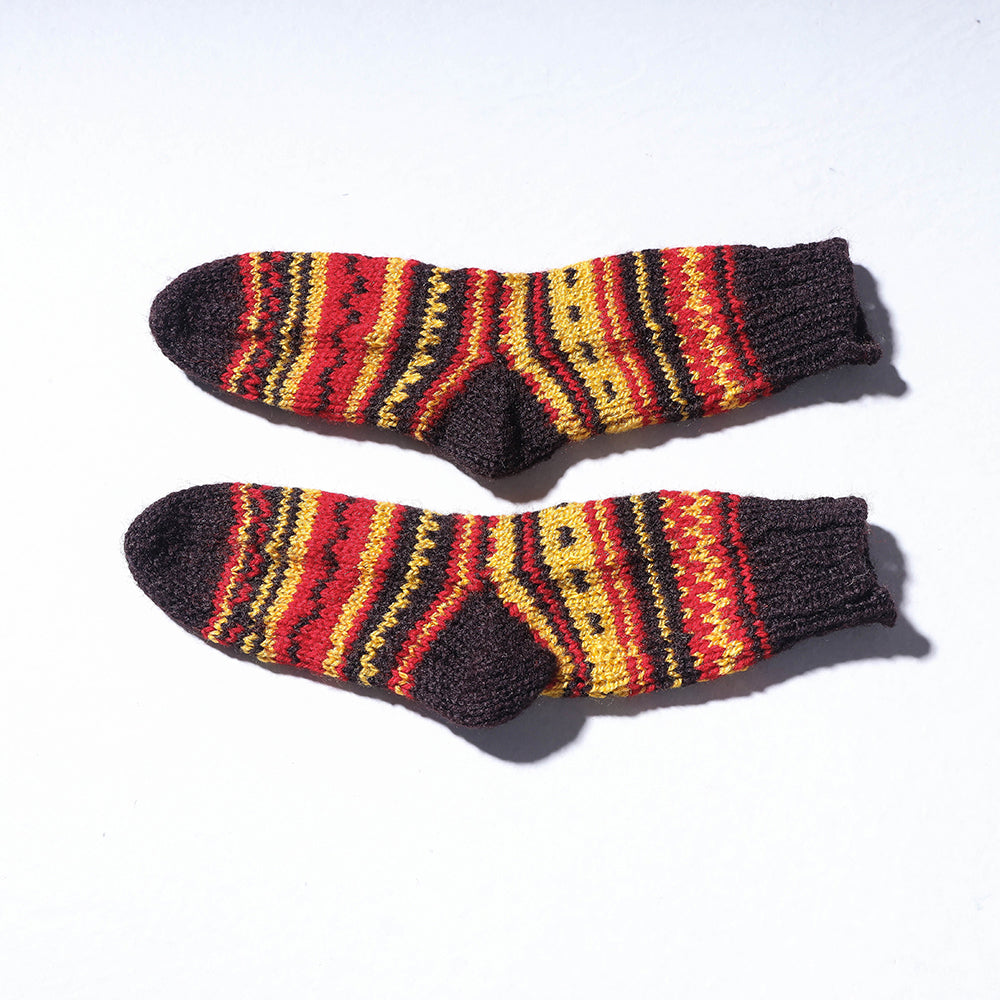  Multicolor Kumaun Hand Knitted Woolen Socks - Kids