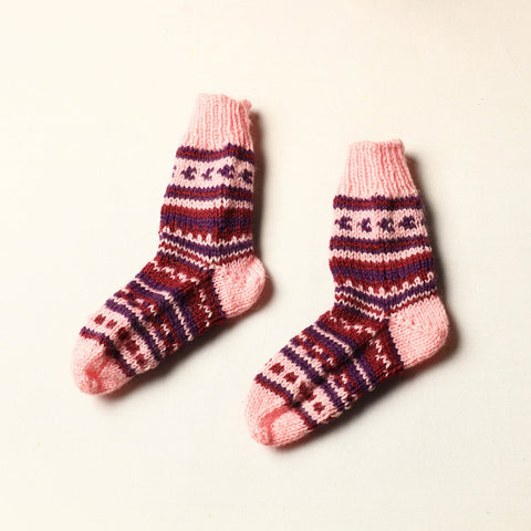 Multicolor Kumaun Hand Knitted Woolen Socks (Kids)