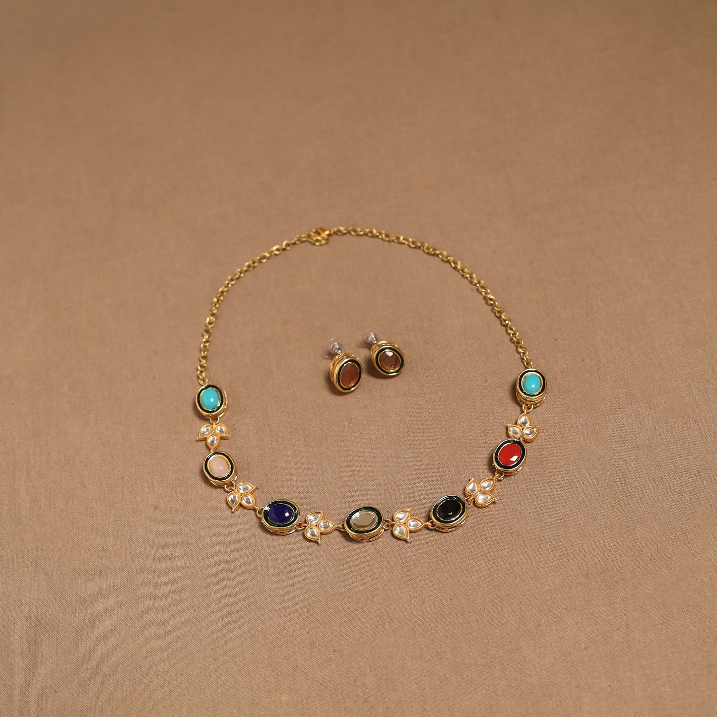 Kundan work necklace set 71 - handcrafted