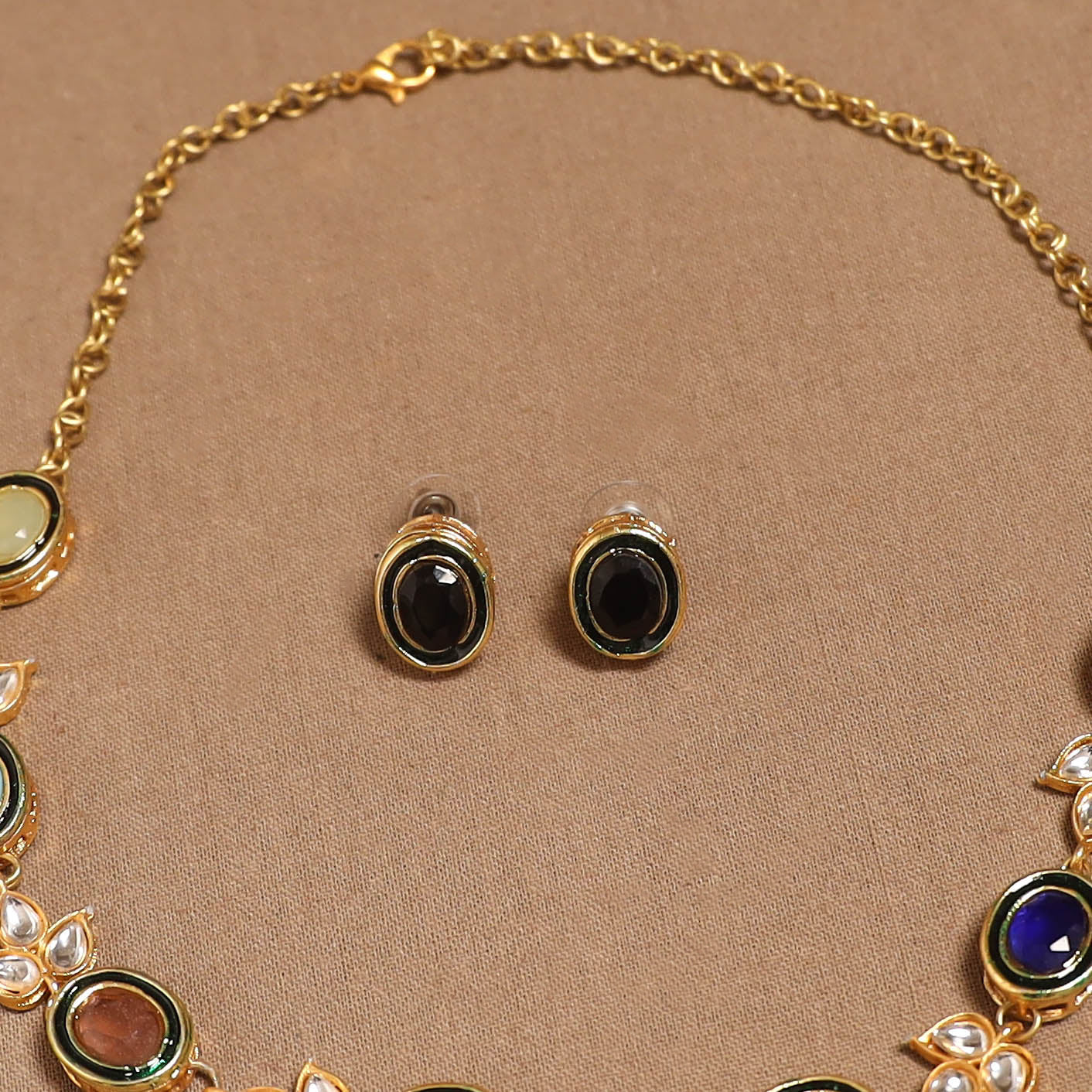 Kundan work necklace set 72 - handcrafted