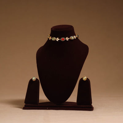 Kundan work necklace set 73 - handcrafted