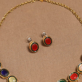 Kundan work necklace set 74 - handcrafted
