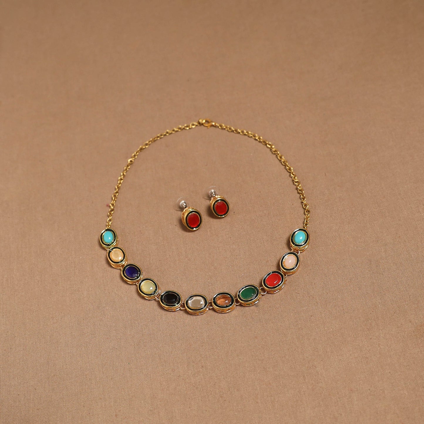 Kundan work necklace set 74 - handcrafted