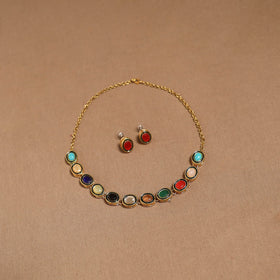 Kundan work necklace set 74 - handcrafted