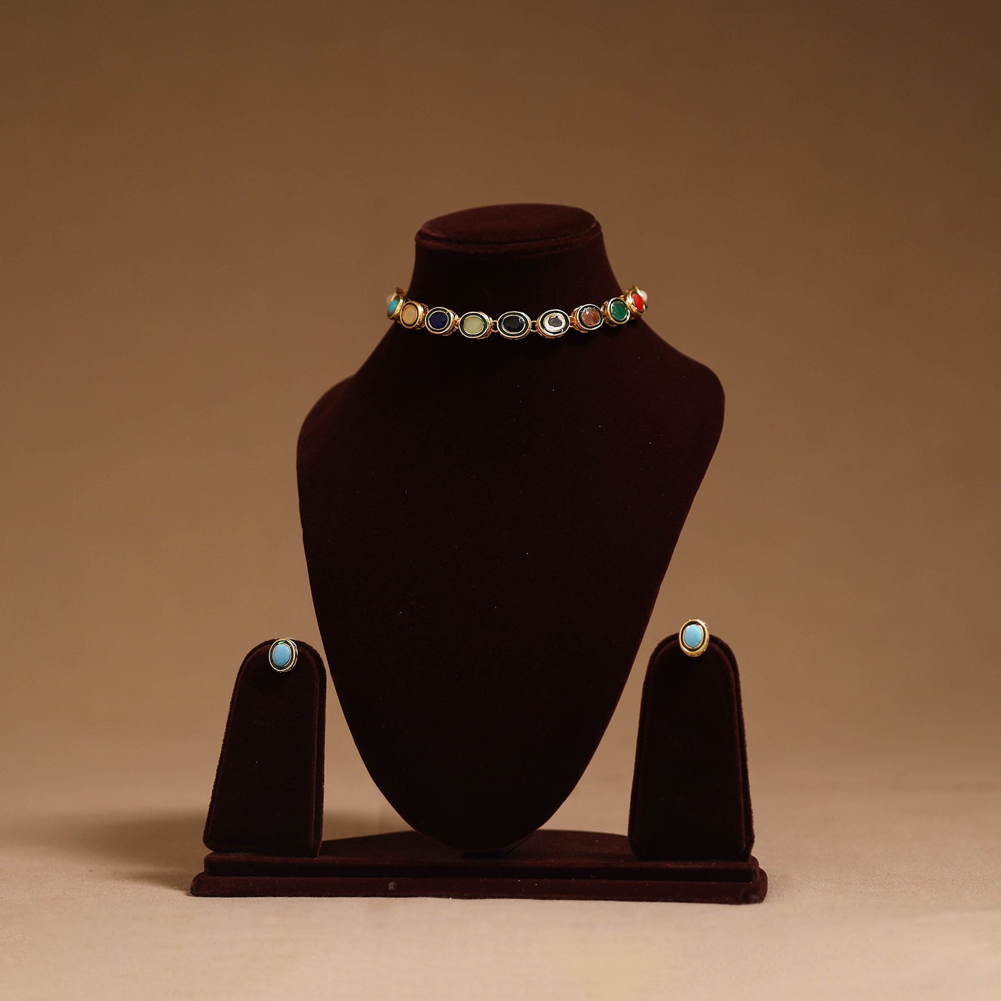 Kundan work necklace set 78 - handcrafted