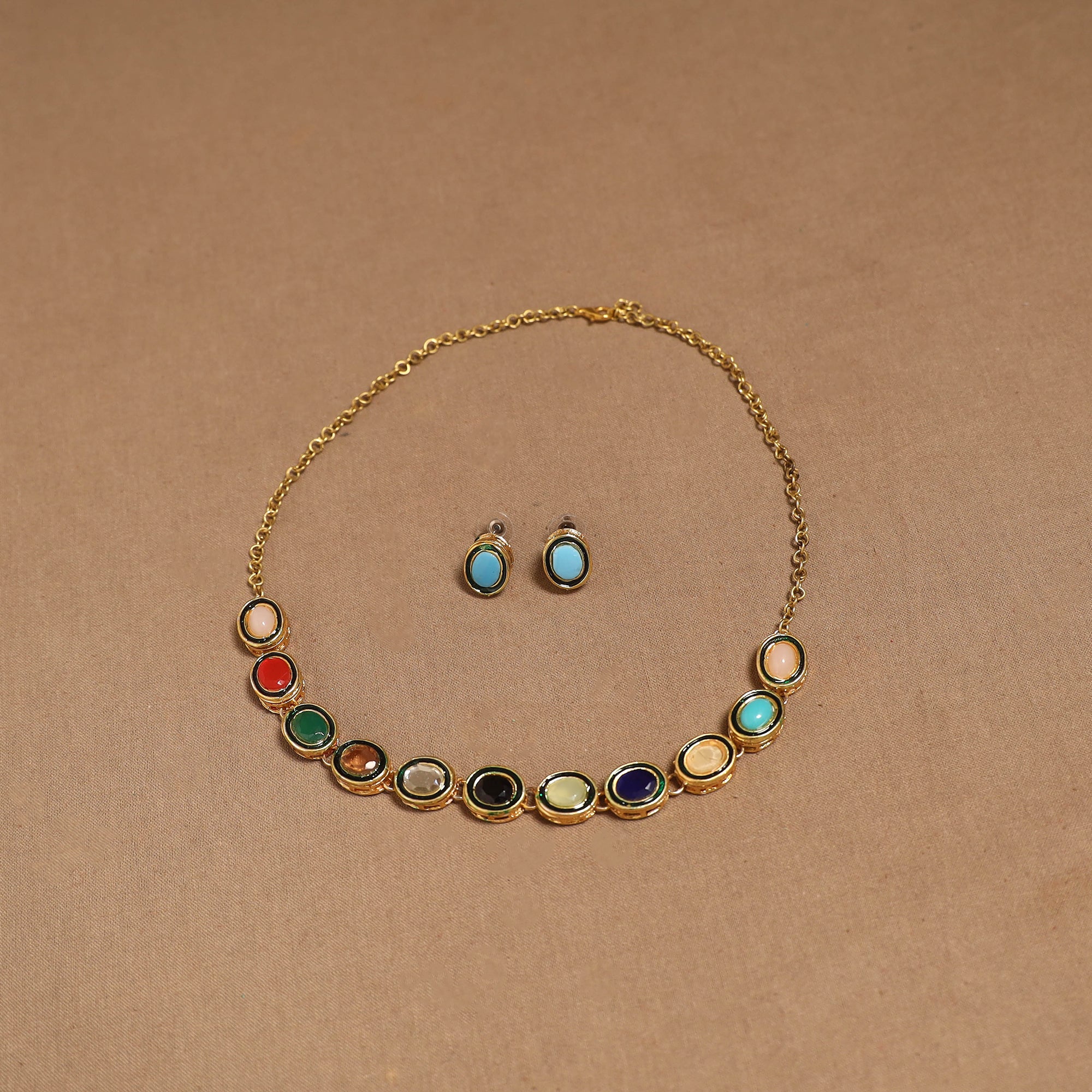 Kundan work necklace set 78 - handcrafted