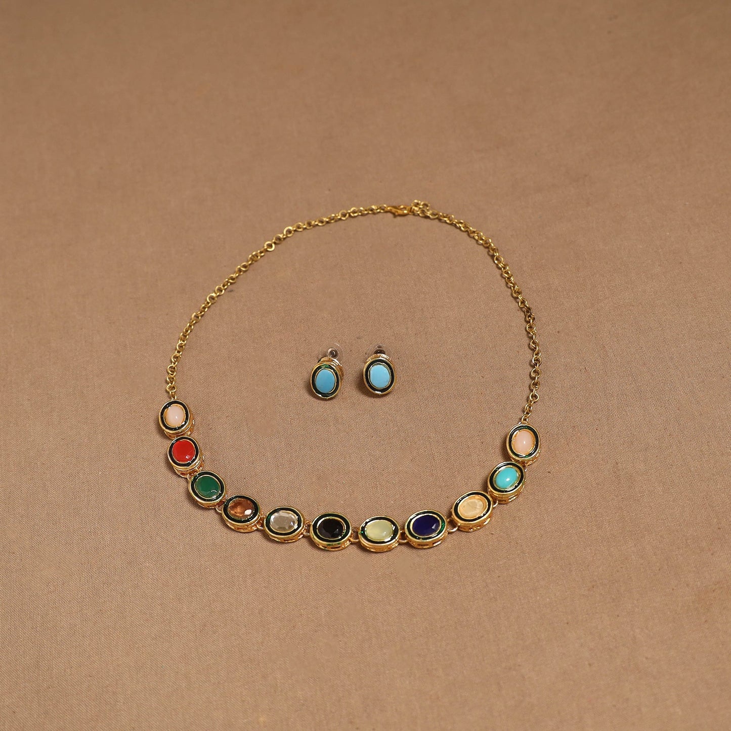 Kundan work necklace set 78 - handcrafted