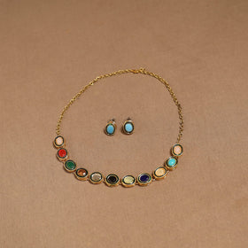 Kundan work necklace set 78 - handcrafted