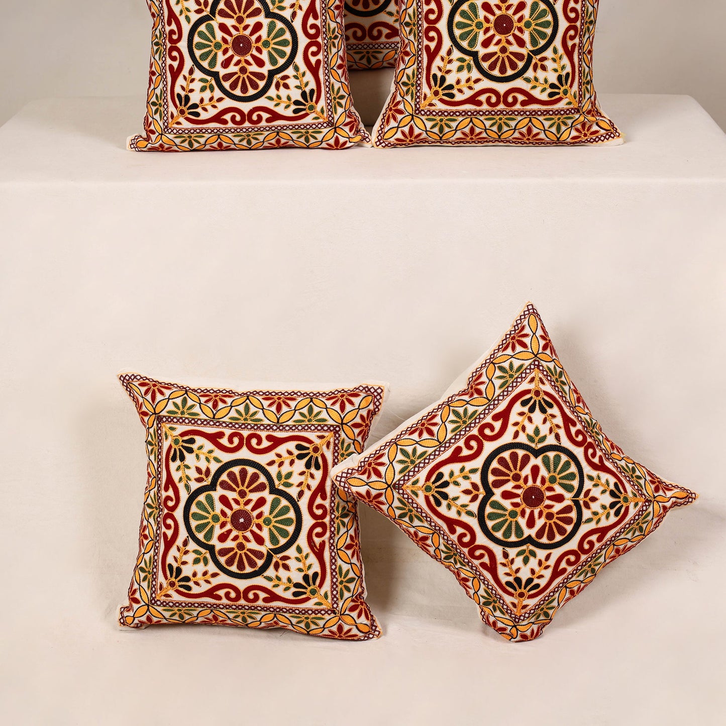 Multicolor - kutch aari hand embroidery cushion cover (set