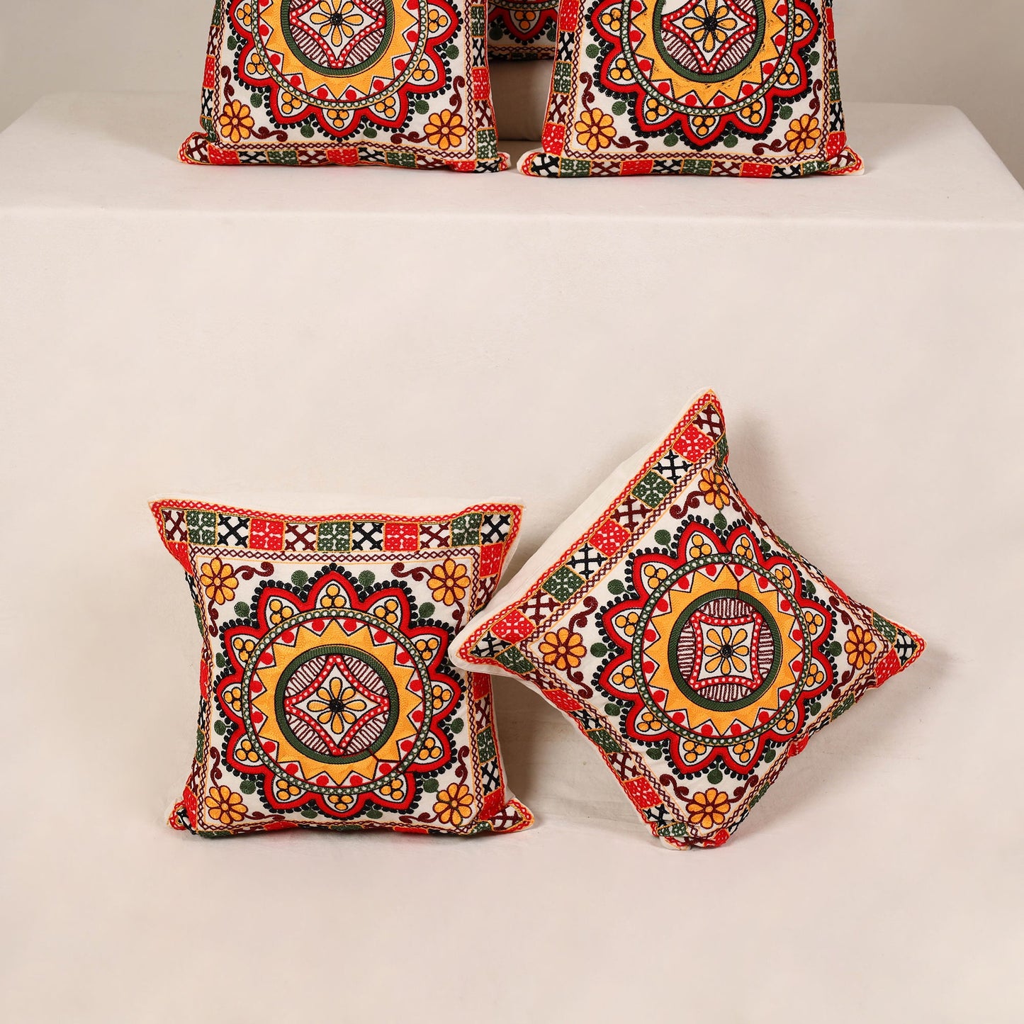 Multicolor - kutch aari hand embroidery cushion cover (set