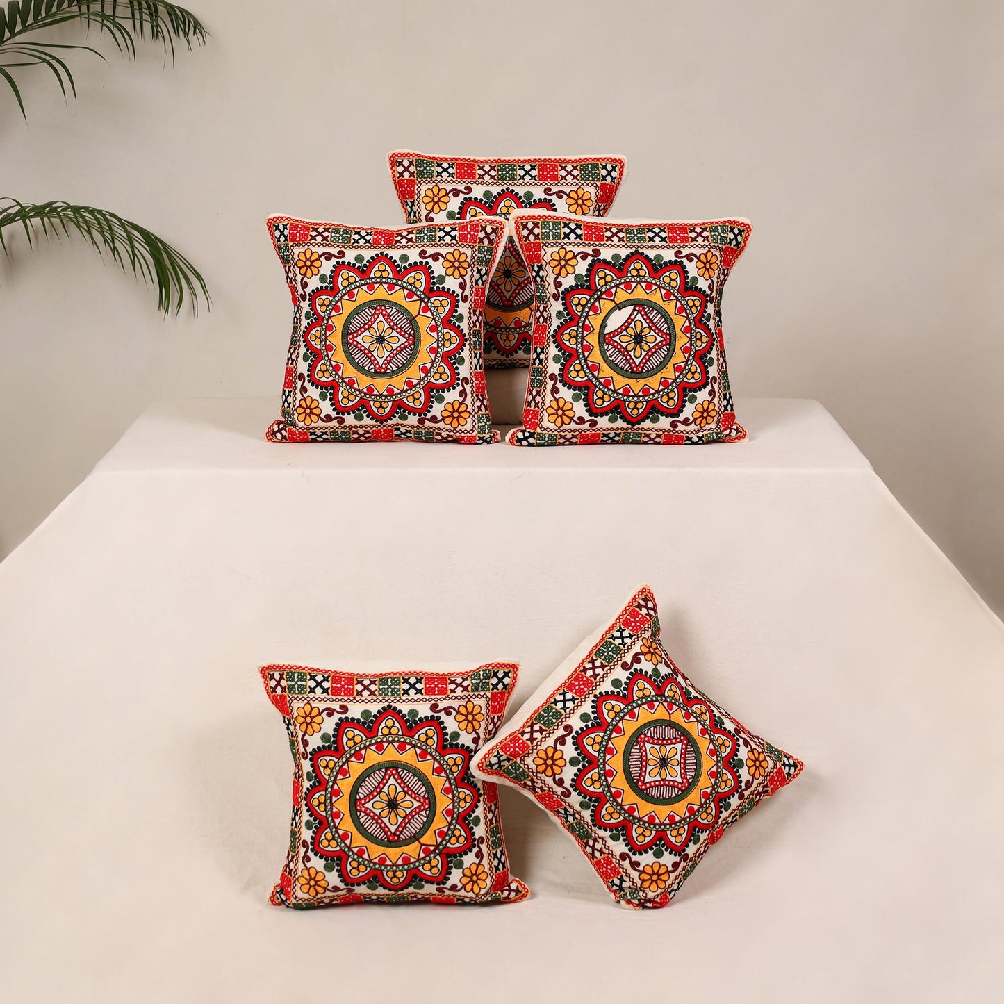 Multicolor - kutch aari hand embroidery cushion cover (set