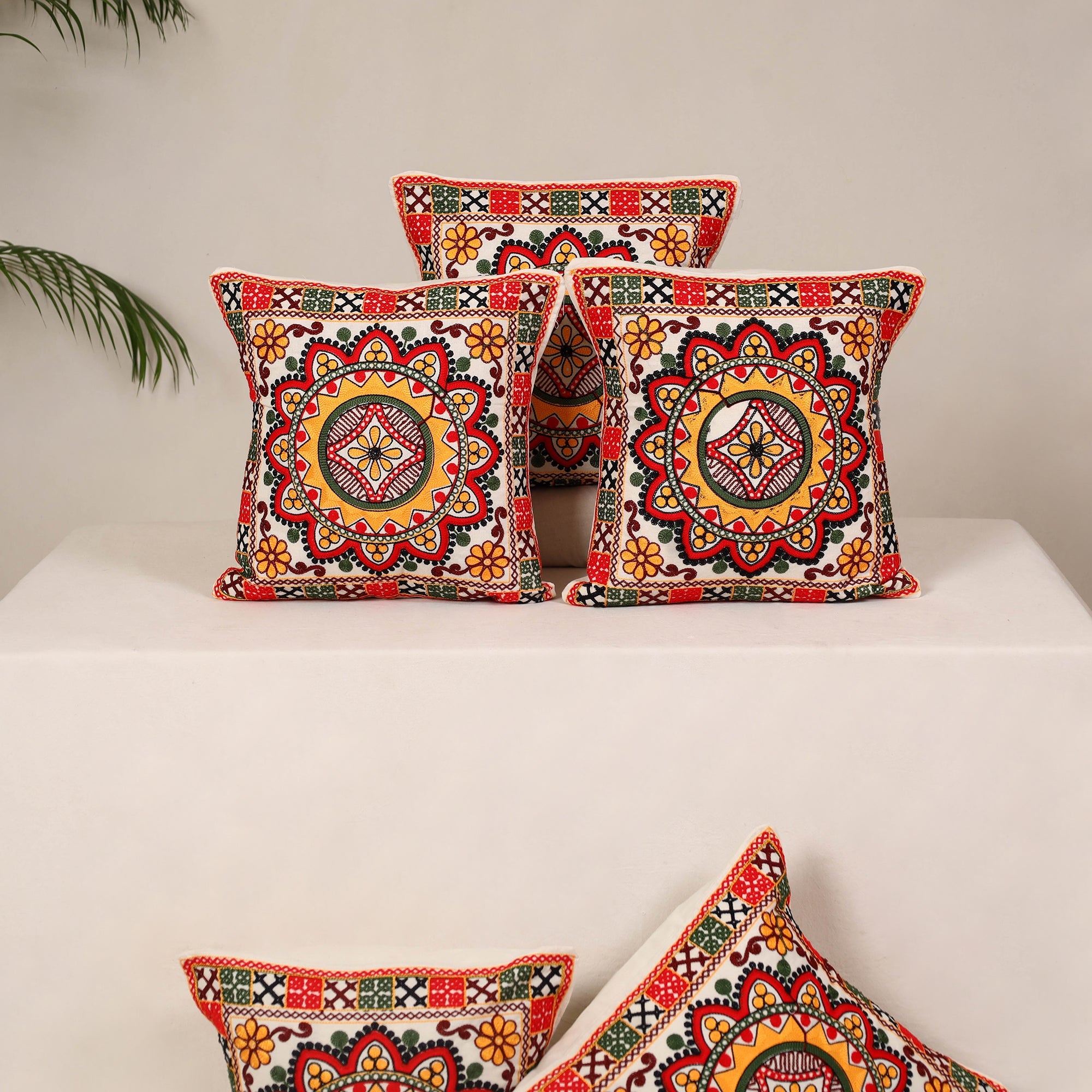 Multicolor - kutch aari hand embroidery cushion cover (set