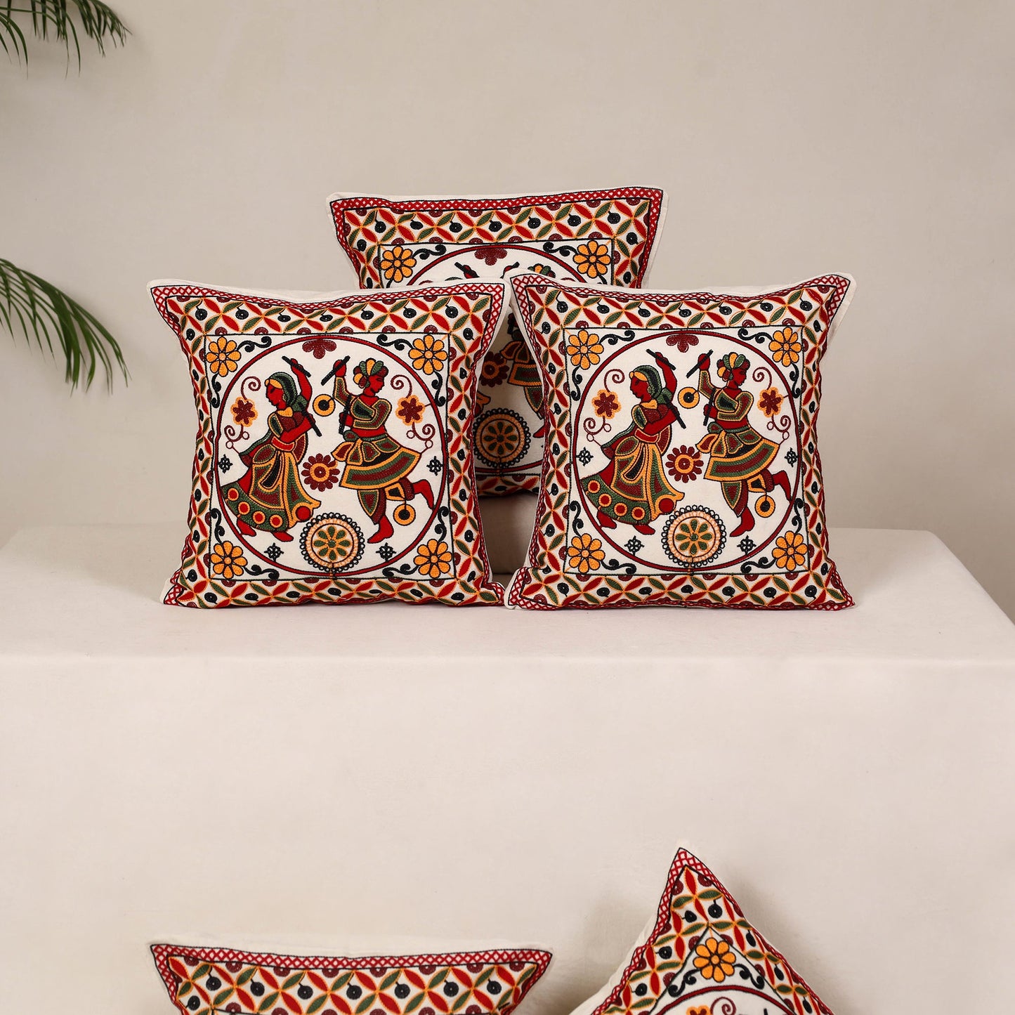 Multicolor - kutch aari hand embroidery cushion cover (set