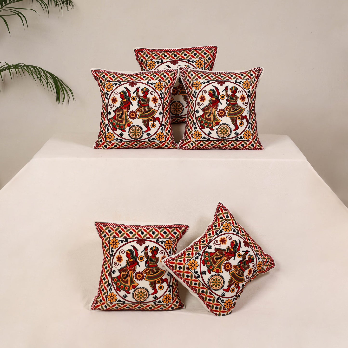 Multicolor - kutch aari hand embroidery cushion cover (set