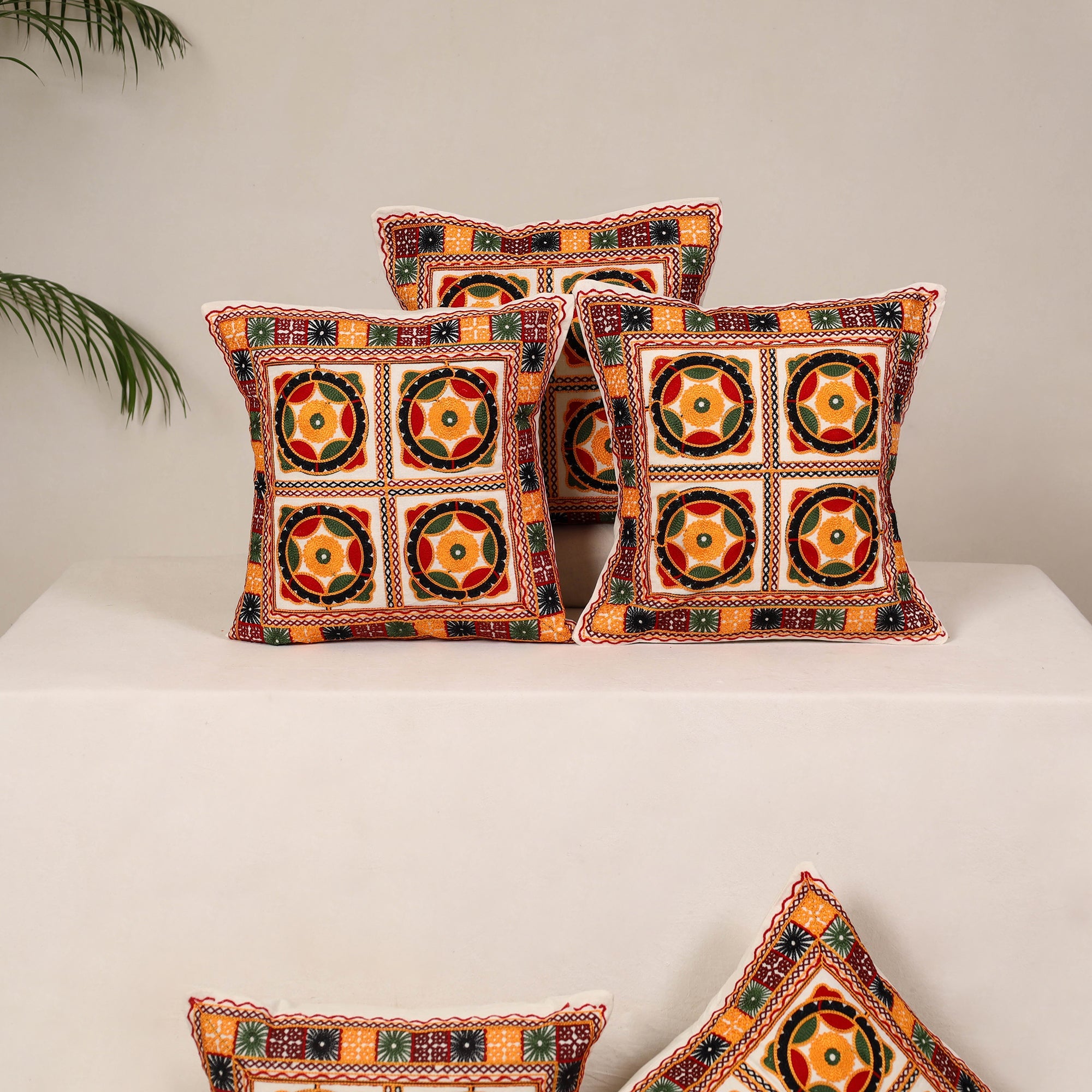Multicolor - kutch aari hand embroidery cushion cover (set