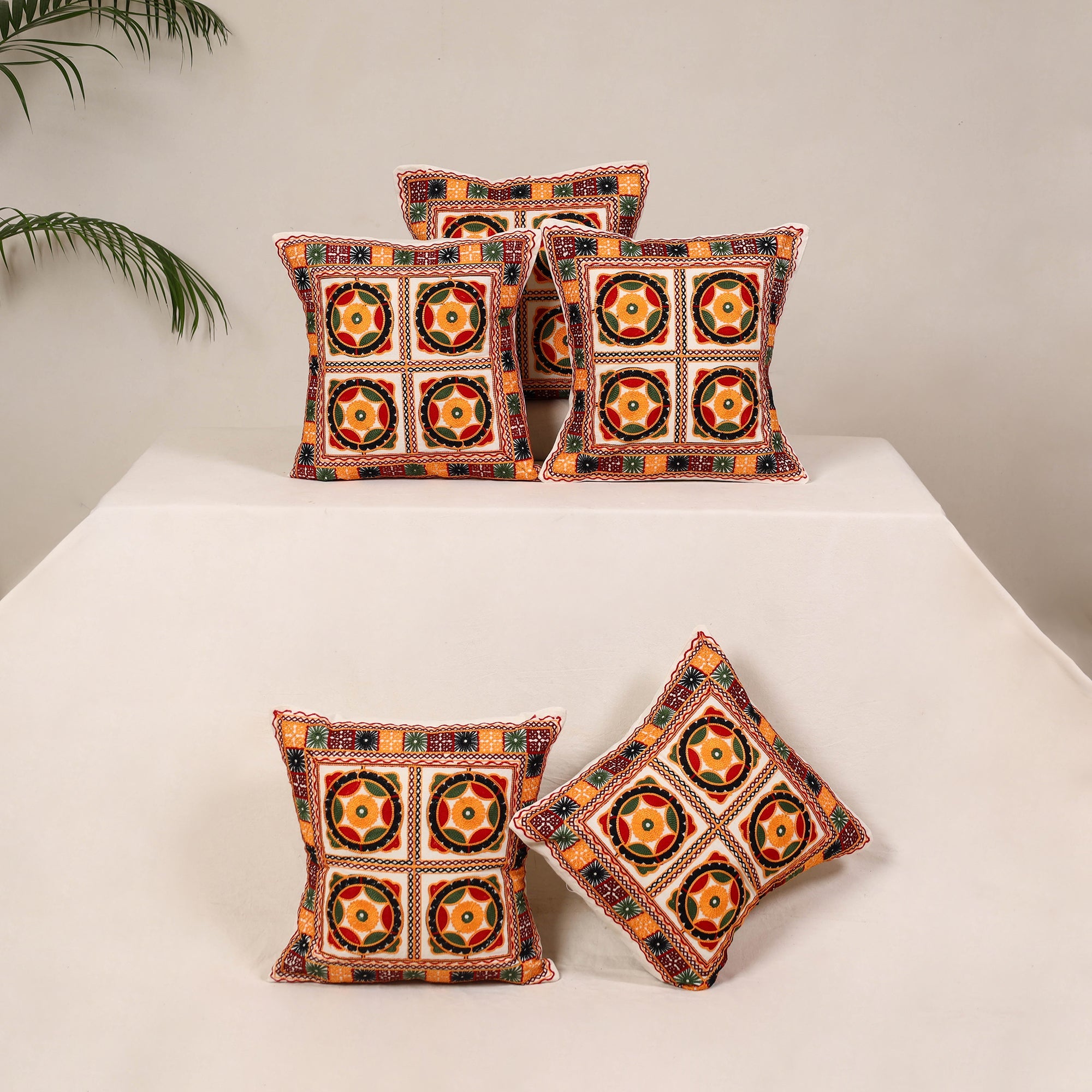 Multicolor - kutch aari hand embroidery cushion cover (set