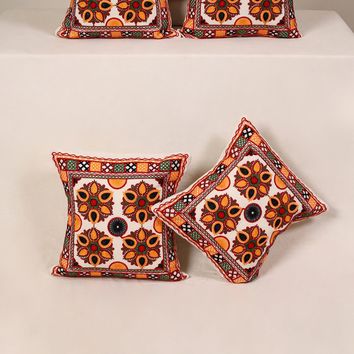 Multicolor - kutch aari hand embroidery cushion cover (set