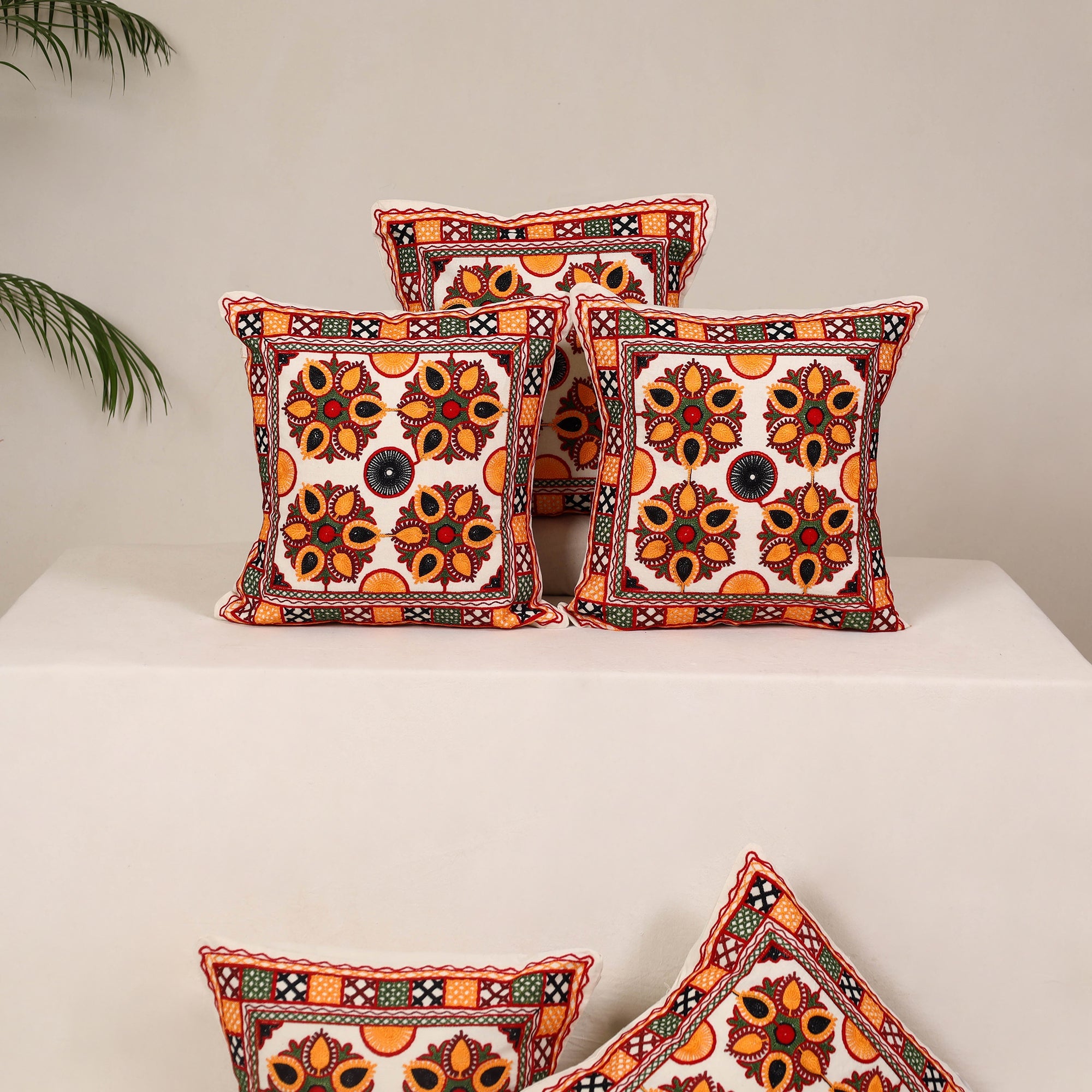 Multicolor - kutch aari hand embroidery cushion cover (set