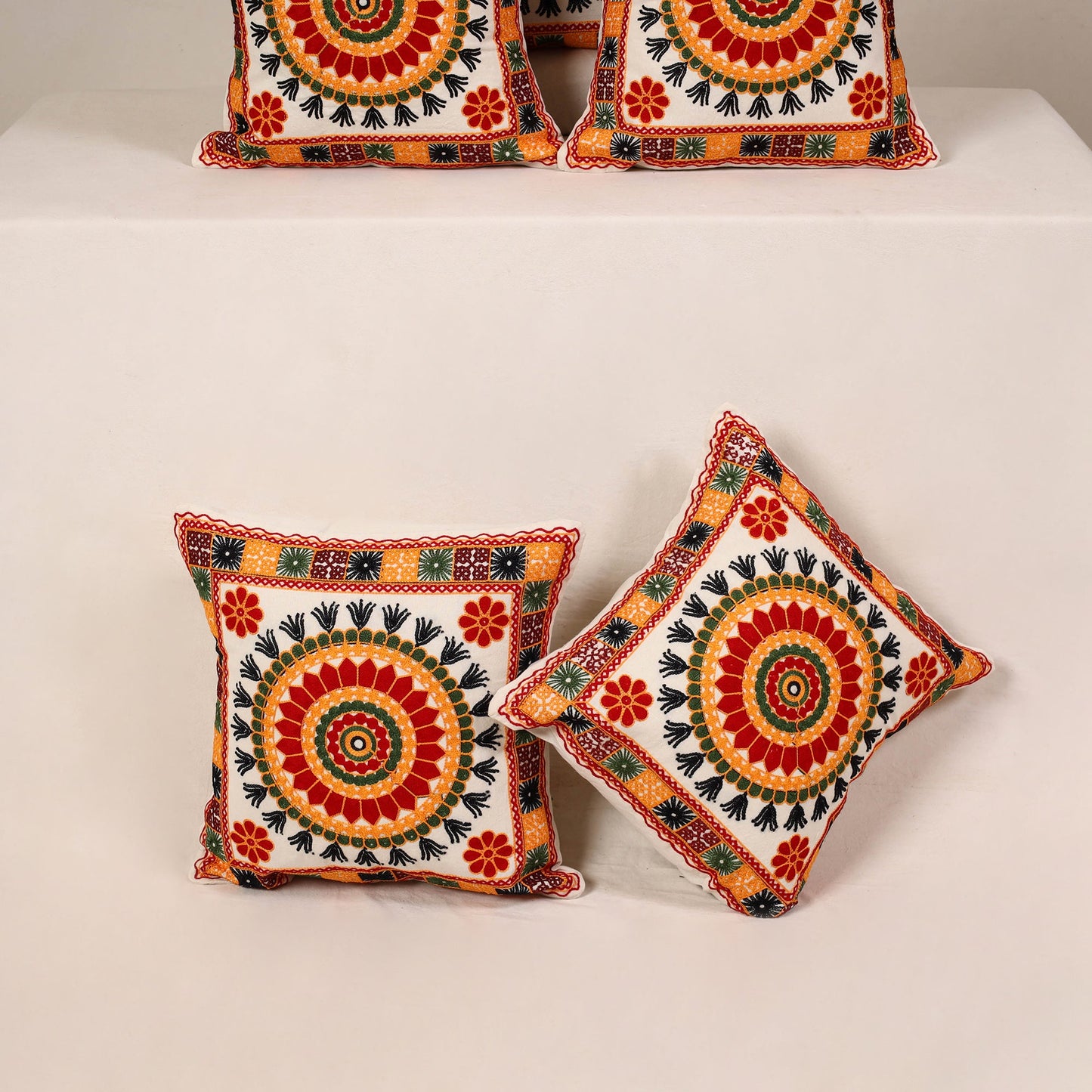 Multicolor - kutch aari hand embroidery cushion cover (set