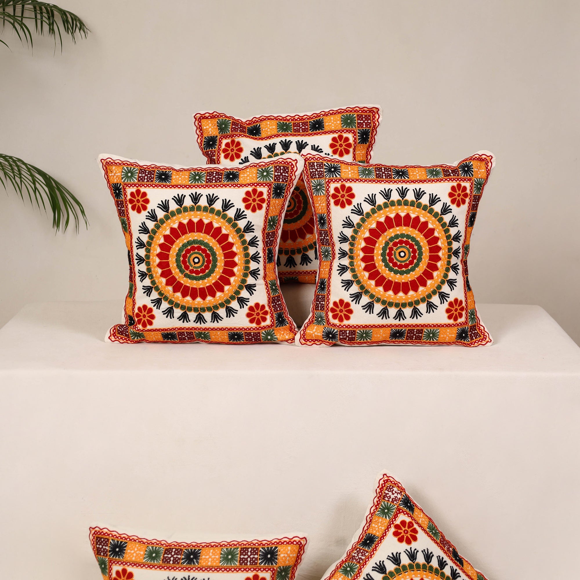 Multicolor - kutch aari hand embroidery cushion cover (set