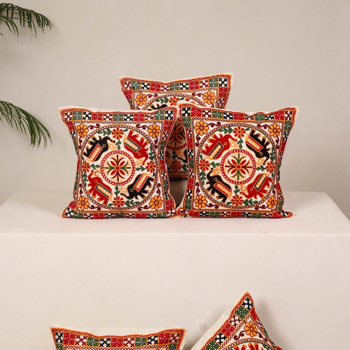 Multicolor - kutch aari hand embroidery cushion cover (set