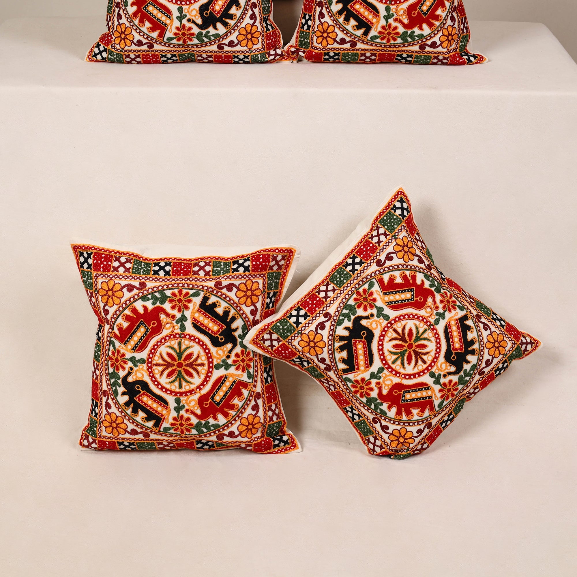 Multicolor - kutch aari hand embroidery cushion cover (set