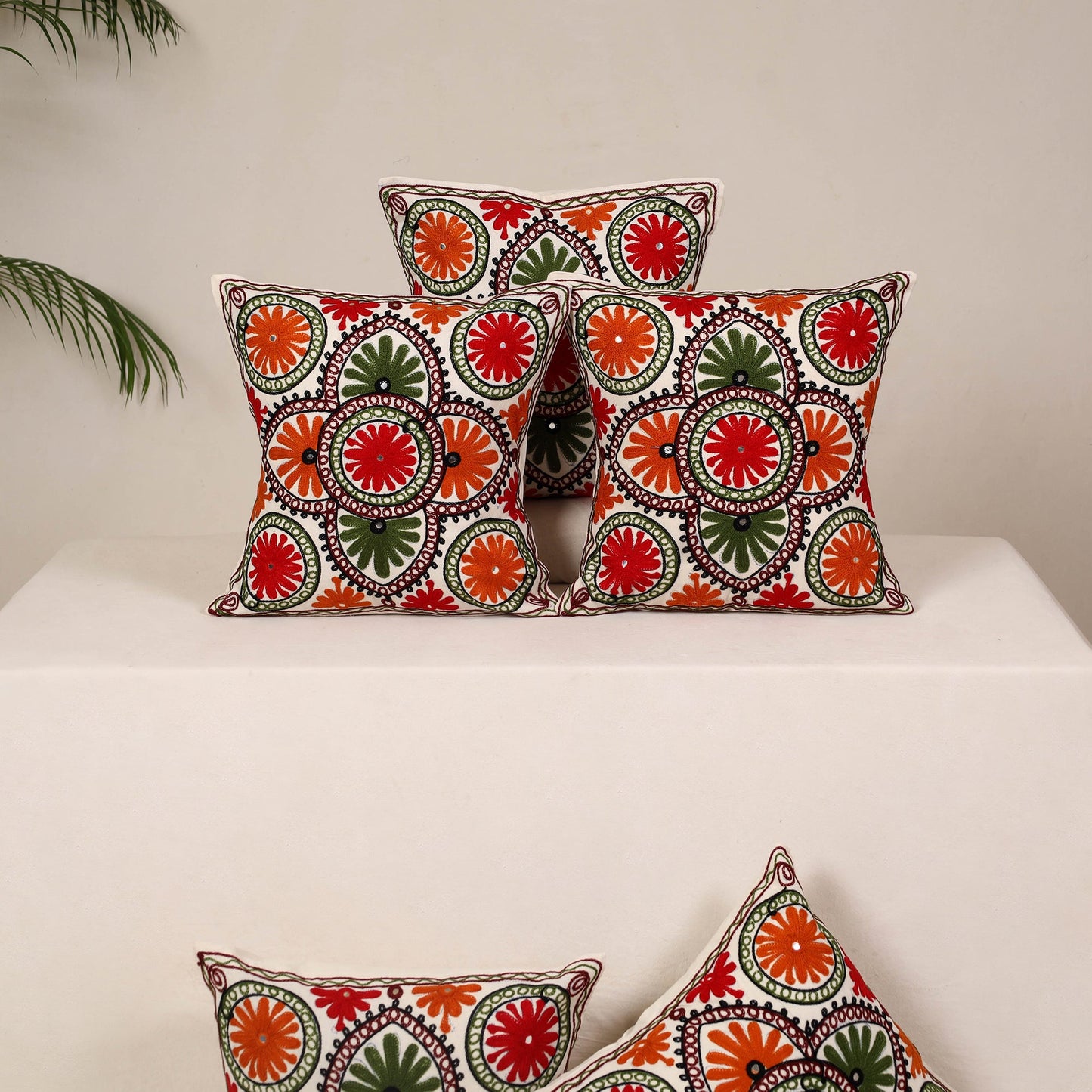 Multicolor - kutch aari hand embroidery cushion cover (set