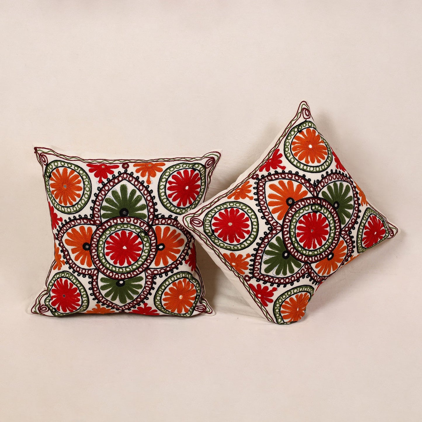 Multicolor - kutch aari hand embroidery cushion cover (set