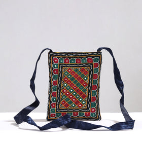 Multicolor Kutch Abhla Hand Embroidery Mashru Silk Sling Bag