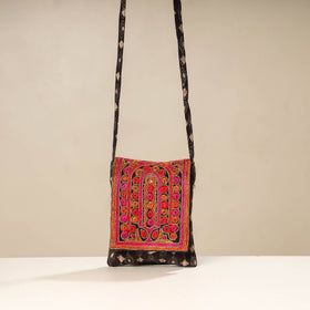Multicolor Kutch Ahir Embroidery Ajrakh Cotton Sling Bag