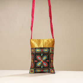 Multicolor Kutch Ahir Embroidery Mashru Silk Sling Bag