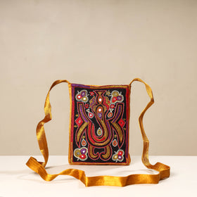Multicolor - kutch ahir embroidery mashru silk sling bag