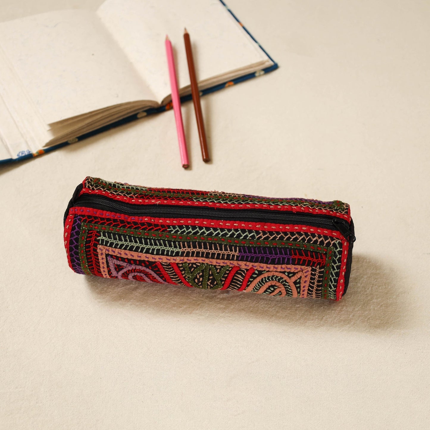 Kutch dhebariya hand embroidered pencil pouch 153