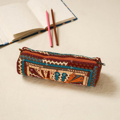 Kutch dhebariya hand embroidered pencil pouch 154