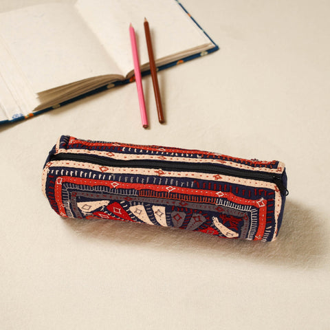 Kutch dhebariya hand embroidered pencil pouch 156