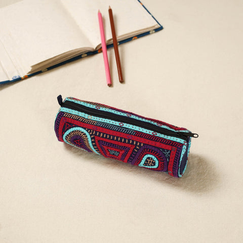 Kutch dhebariya hand embroidered pencil pouch 164