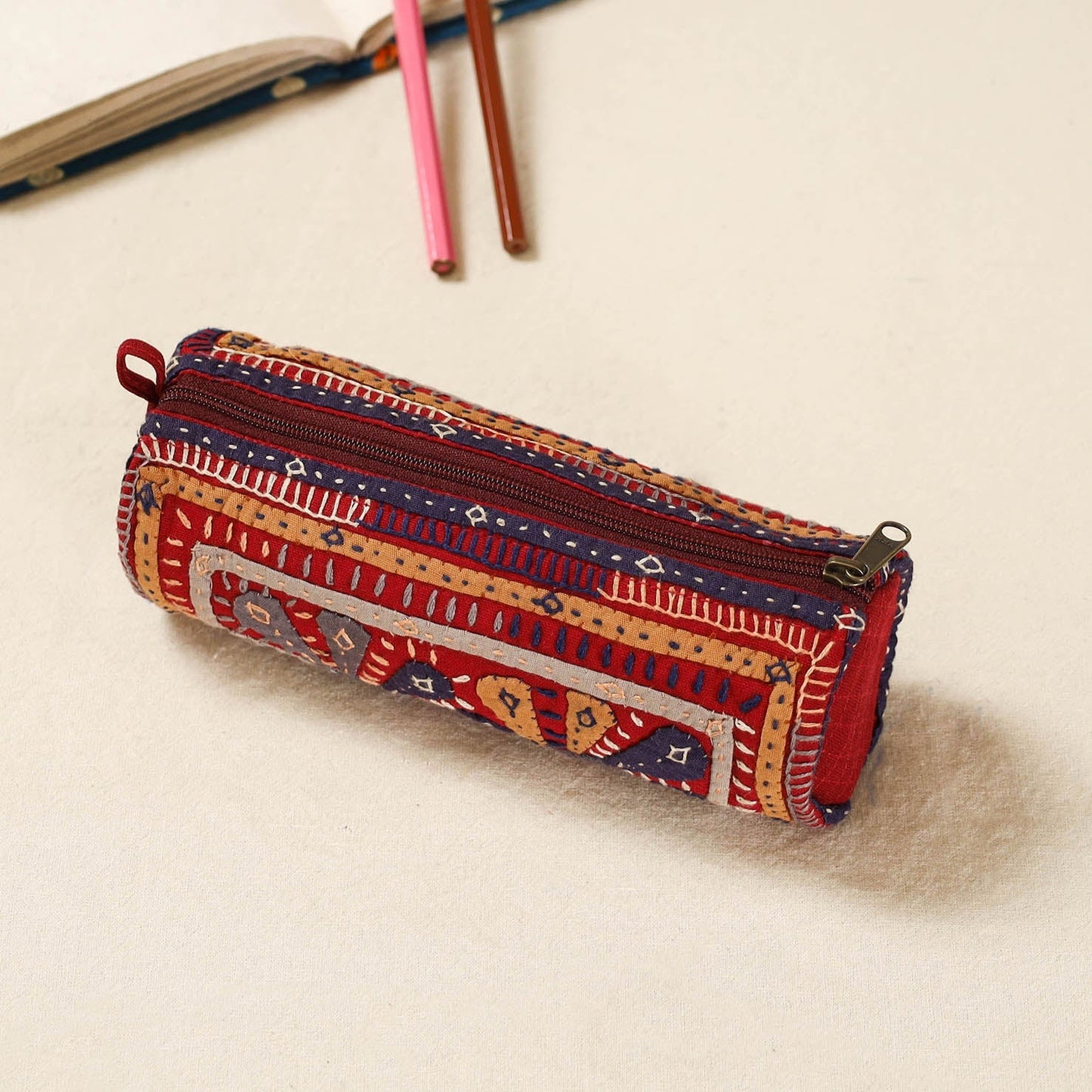 Kutch dhebariya hand embroidered pencil pouch 167