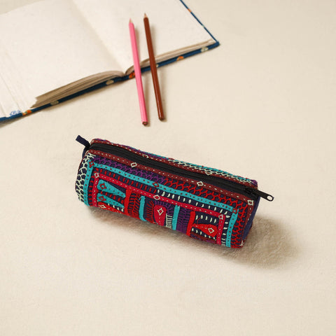 Kutch dhebariya hand embroidered pencil pouch 168