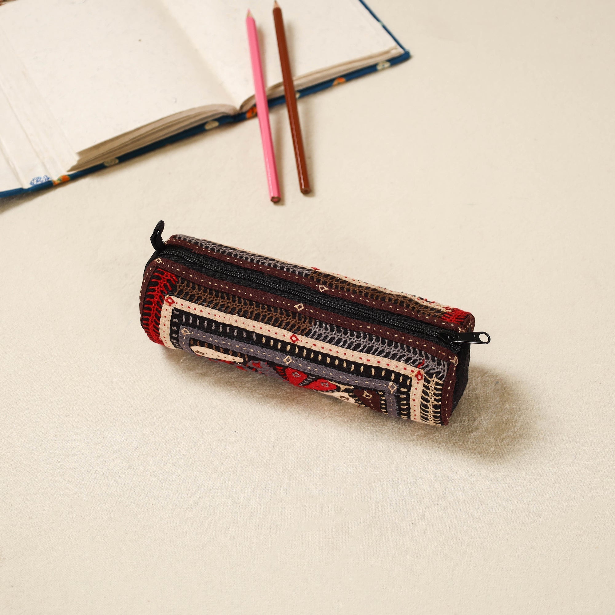 Kutch dhebariya hand embroidered pencil pouch 170