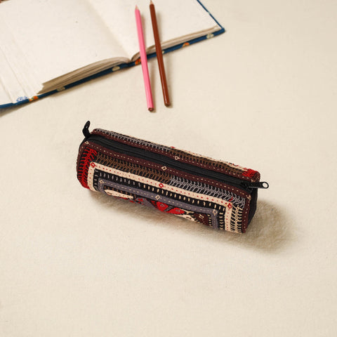 Kutch dhebariya hand embroidered pencil pouch 170