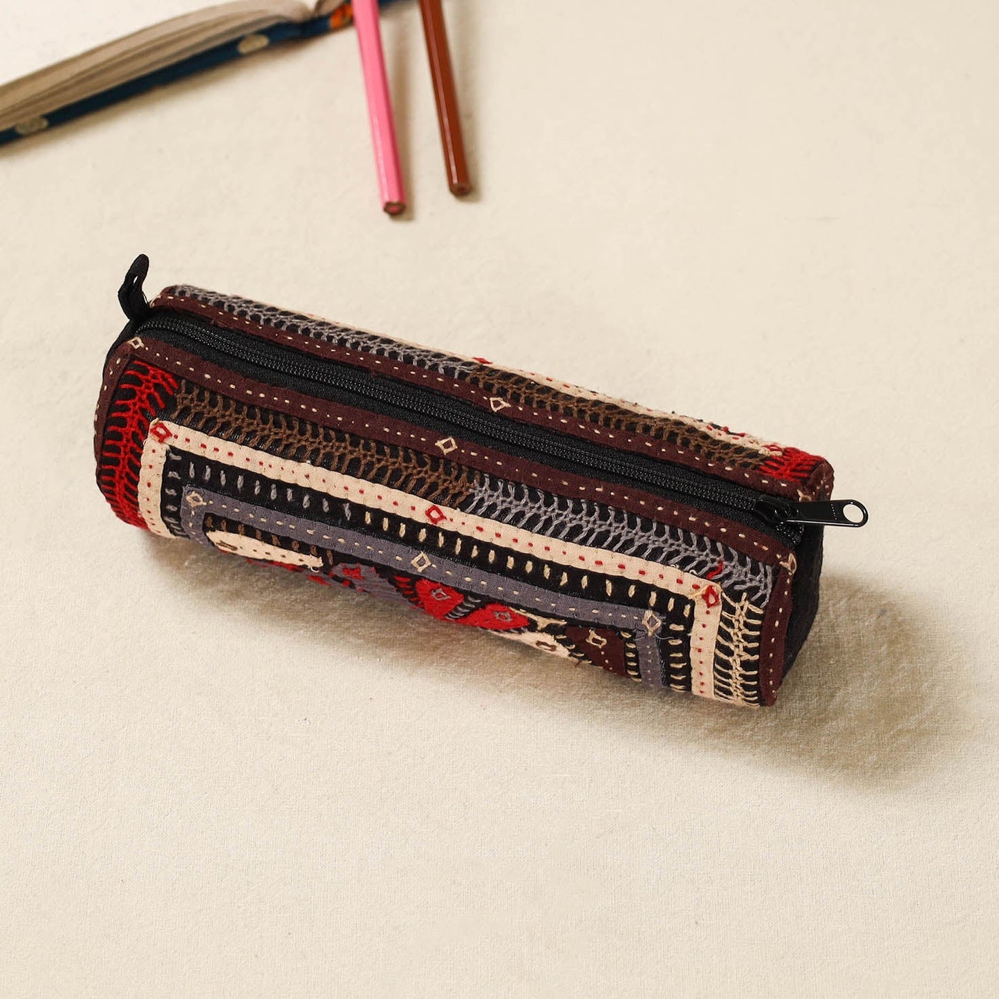 Kutch dhebariya hand embroidered pencil pouch 170