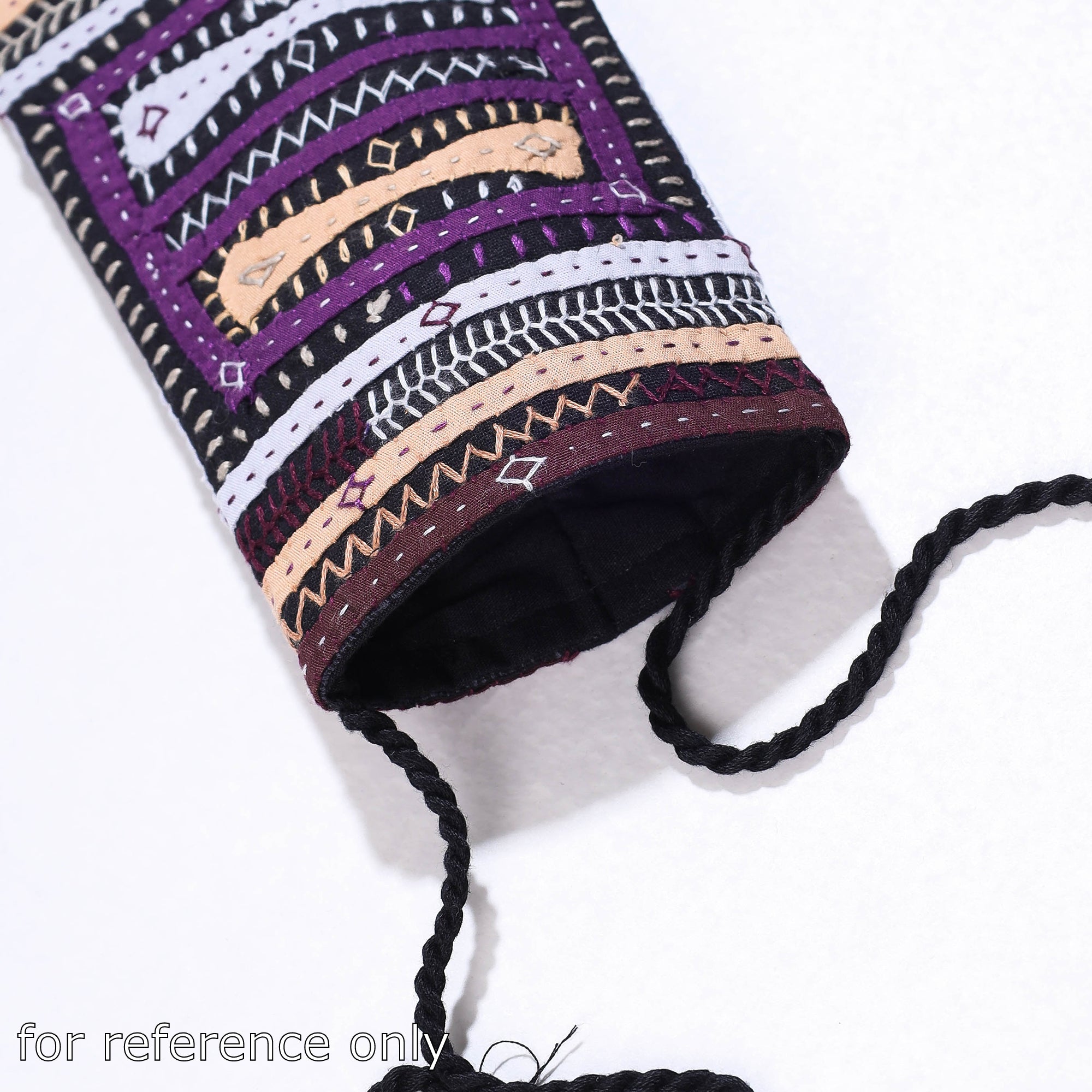Multicolor Kutch Dhebariya Qatab Embroidery Sling Mobile Pouch 